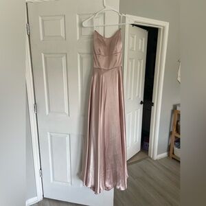 Betsy & Adam Blush Satin Maxi Dress